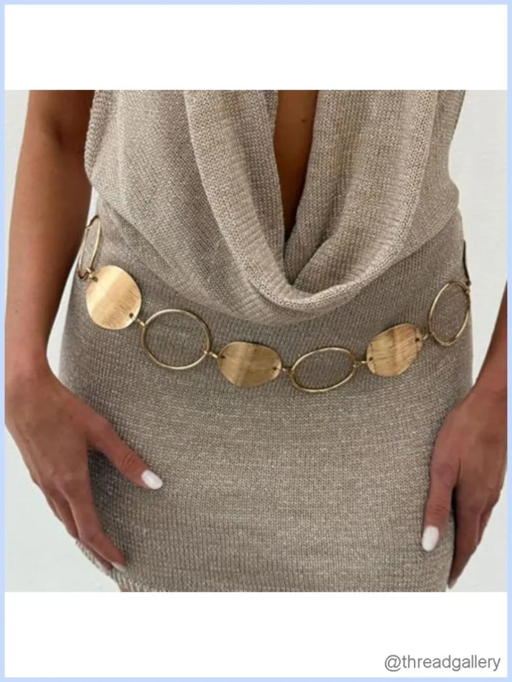Chunky Gold Plated Circle Disc Body Chain Belt Women Festival Jewelry Adjustable